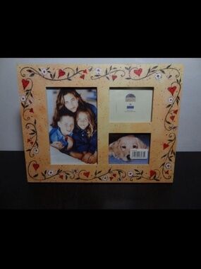 Burnes of Boston Susan Winget Folk Art Photo Frame - Holds 4 x 6 and 3 x 3 1/2